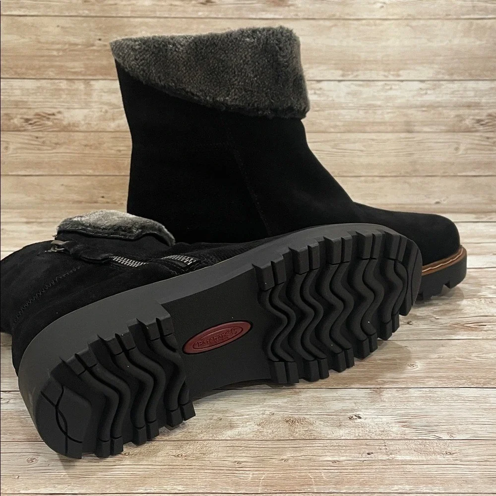 Baretraps Wyoming Womens Black Suede Water Resistant Faux Fur‎ Lug Sole Boots